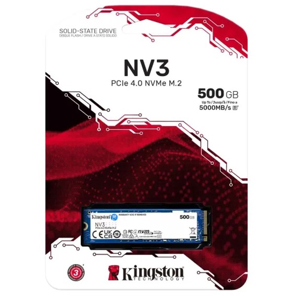 Внутренний SSD Kingston NV3 M.2 NVMe GEN 4.0 500 ГБ.